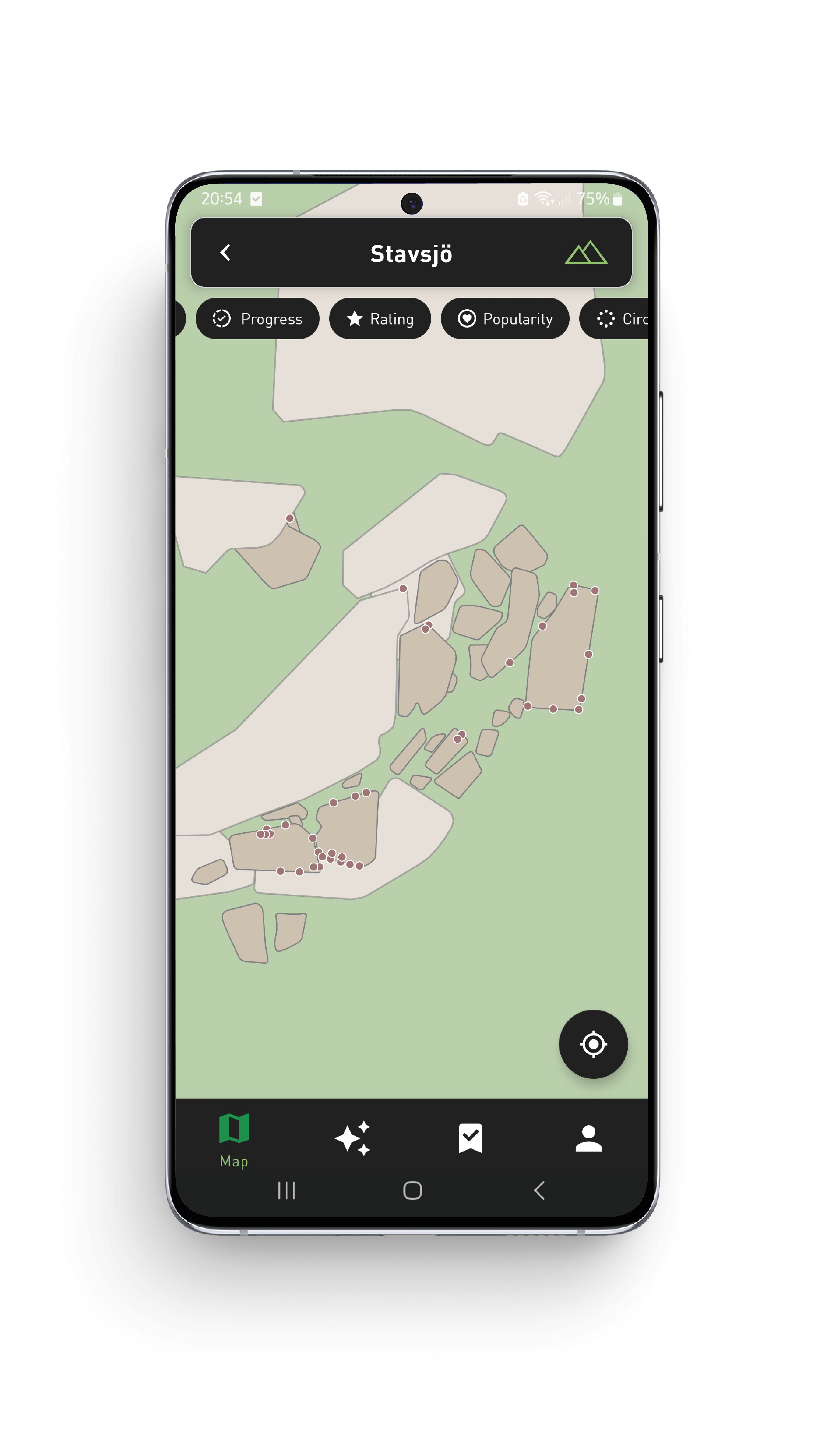 Blocshop topographic map on a phone